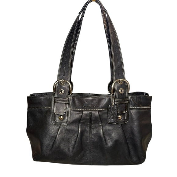 COACH Black Pleated Leather Soho Shoulder Bag F13732 – Y2K Vintage Elegance - Picture 1 of 12